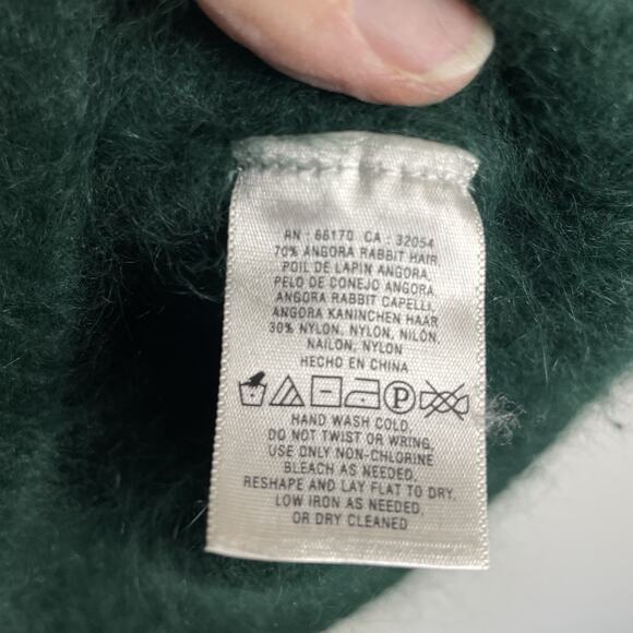 Anthropologie Moth Angora Sweater Size L (Fits M) Emerald Green Fuzzy Soft Warm - Picture 8 of 8